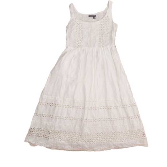 Tristan & Iseut Eyelet Cotton Summer Embroidery Dress Ivory Size 6 - Picture 1 of 6